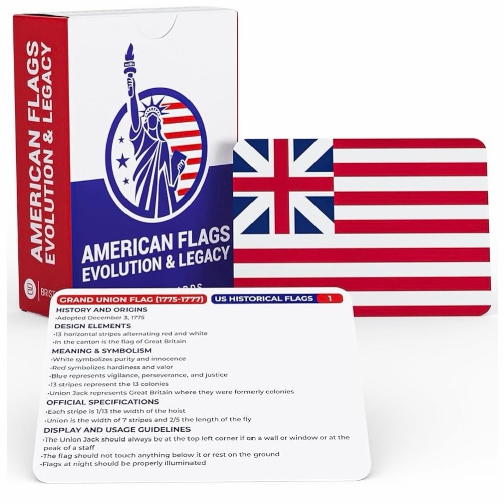 Briston US Flags Through History Flashcards 71 detailed educational flashcards